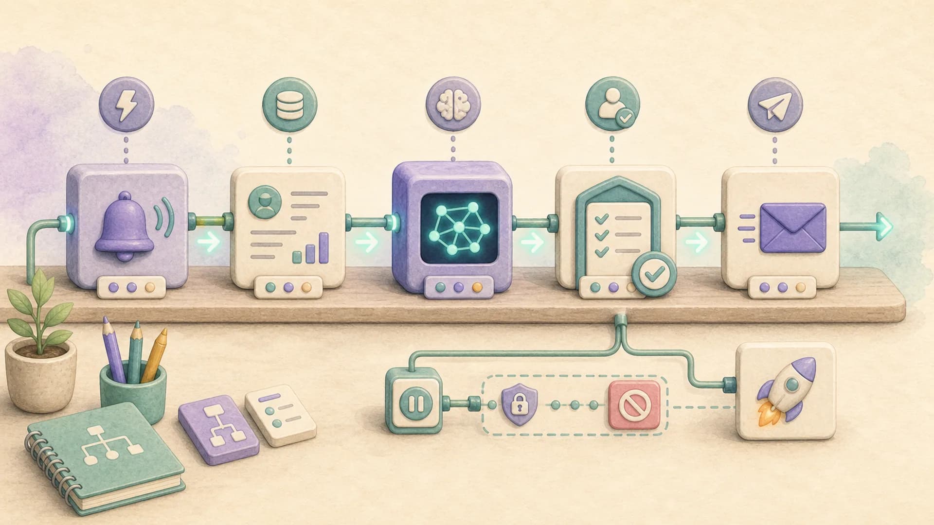 Illustration de l'automatisation sans code avec Zapier, Make et l'IA