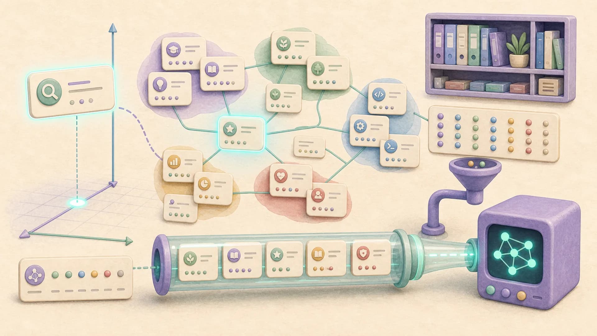 Illustration d'une base vectorielle stockant des embeddings