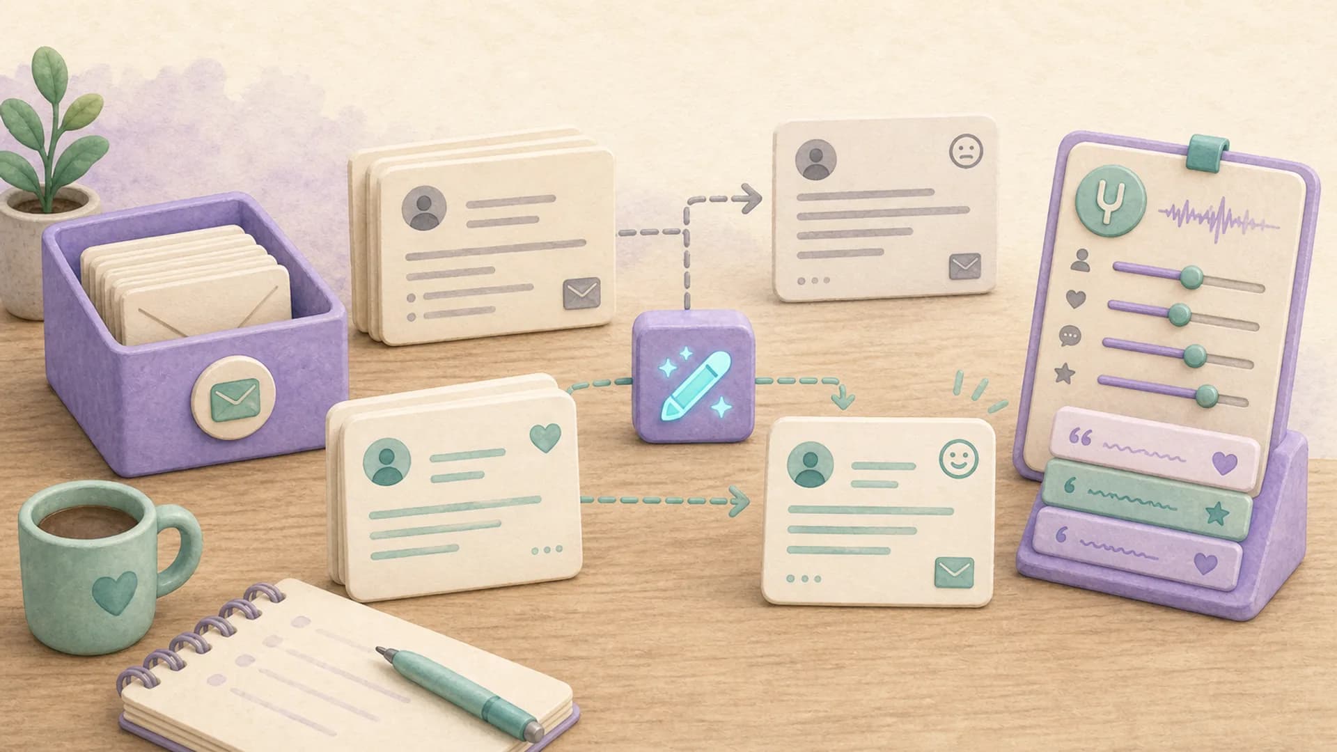 Illustration de la rédaction d'emails assistée par une IA